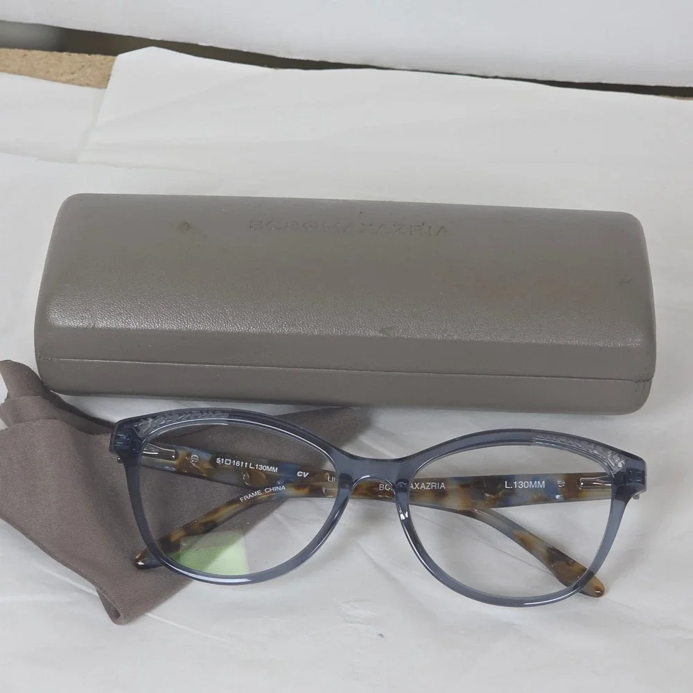 BCBGMAXAZRIA Lilah Blue Cat Eye Eyeglasses Frames 51-16-130 Tortoise With Case